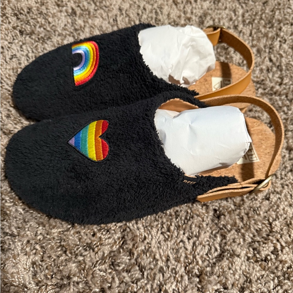 Coco Reef Black Flats with Rainbow Accents BRAND NEW